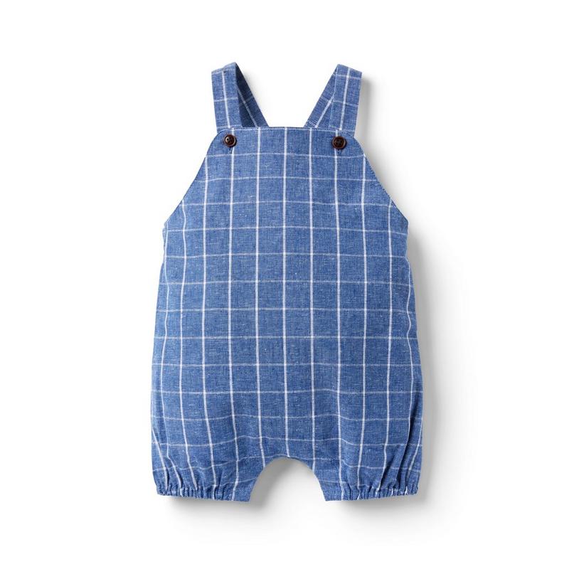 Baby Tattersall Linen-Cotton Overall - Janie And Jack